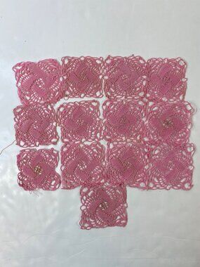 Vintage Pink Crochet Doilies Set Of 12